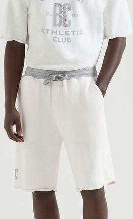 Brunello Cucinelli Cotton and linen m&eacute;lange French terry Bermuda shorts with logo in Panama at Nordstrom, Size Xxx-Large
