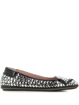 Dove Nuotano Gli Squali stud-embellished square-toe ballet flats - Black