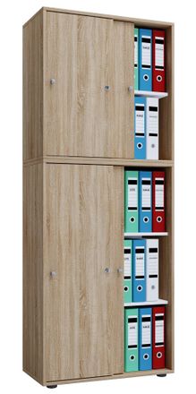 ebuy24 Armario De Oficina Vcm Con 5 Compartimentos Armario De Archivo Moderno Con Puertas Correderas Dimensiones Aprox. B. 70 X Al. 184 X T. 37 Cm - Lona 5 C