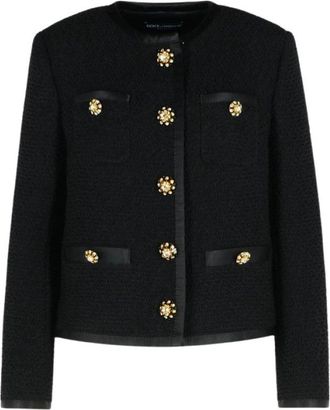 Dolce & Gabbana Zwarte Gebreide Jas met Knoopsluiting - Dames - Blazers - Zwart - M - Jassen