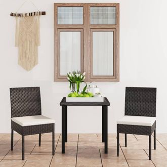 Berkfield Home 3 Piece Outdoor Dining Set with Cushions Poly Rattan Black