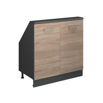 Vicco Armario De Cocina Para Techo Inclinado R-line, Sonoma/antracita, 80 Cm Con 2 Puertas, Vicco