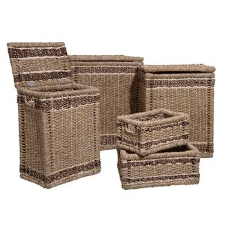 Atmosphera Atmosphera - Juego De 5 Cestas Rectangulares - Ca&ntilde;a Cr&eacute;ateur DInt&eacute;rieur