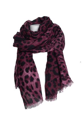 Dolce & Gabbana Pre-owned Womens & leopard printed scarf in purple - Violet viscose - One Size