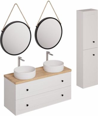 Puma Naturel Conjunto De Ba&ntilde;o Con Lavabo Que Incluye Grifo Lavabo, Ca&ntilde;o Y Sif&oacute;n Naturel Forli Blanco (ksetforli5)