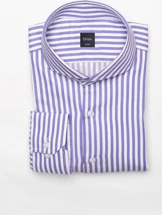 Brisk Bengal Twill Stripes Pima Cotton Shirt in Cutaway Extreme Collar at Nordstrom, Size 17