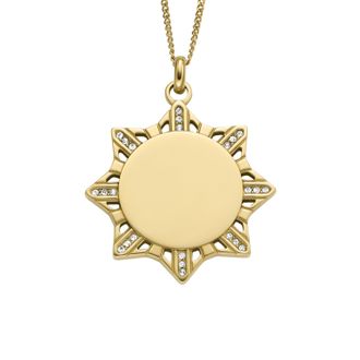 Fossil Womens Mothers Day Locket Gold-Tone Stainless Steel Pendant Necklace