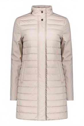 Moorer Womens Mid Length Quilted Down Coat In Pearl