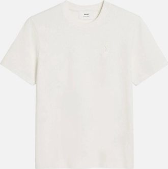 Ami Mens Mens White Ami Paris Ami De Coeur Logo-Embossed Cotton T-Shirt - Size: 34