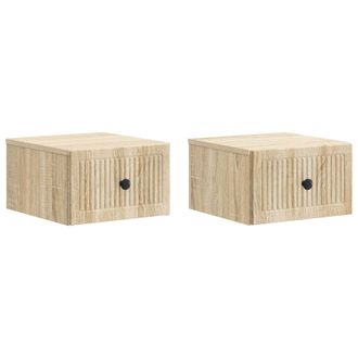 vidaXL Mesita De Noche De Pared 2 Pcs Roble Sonoma 33 X 34,5 X 20 Cm Vidaxl