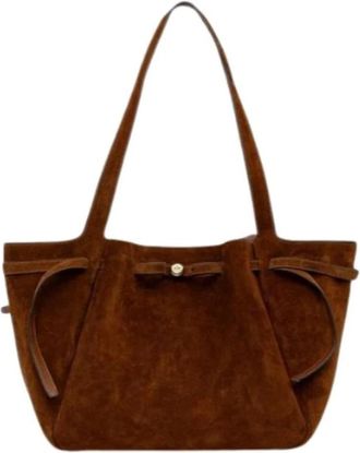 Tory Burch Romy Suede Tote - Dames - Shoppers - Bruin - ONE Size - Su&egrave;de - Tassen