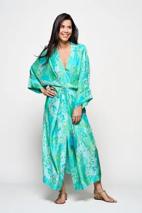 Mart Visser Caroline Tensen Islay Kimono Jurk Groen / Multi