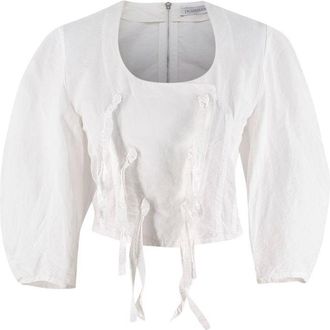 J.W.Anderson Balloon Sleeve White Tie Embellished Top Size XS