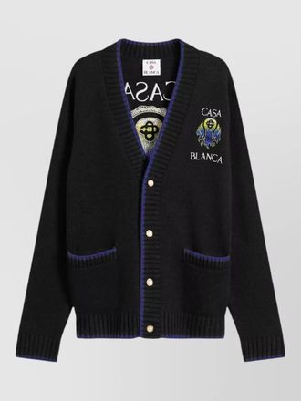 Casablanca flaming tennis ball knit cardigan v neck