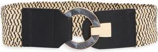 Vince Camuto Resin Buckle Stretch Woven Belt in Black Ivory at Nordstrom Rack, Size Large/x-Large