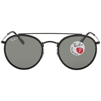 Ray-Ban Round Double Bridge Polarized Green Classic G-15 Unisex Sunglasses RB3647N 002/58 51