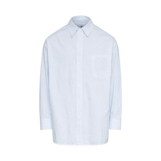 Maison Margiela Casual Shirts, male, Blue, Size: L Striped Poplin Shirt