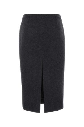 Gucci Womens Charcoal Wool Blend Skirt Darkgreylightgrey Exterior: Silk Gonne