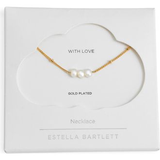 Estella Bartlett Triple Faux Pearl Beaded Chain Necklace in Gold at Nordstrom