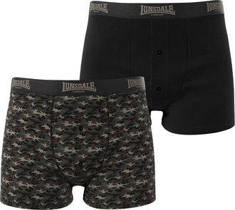 Lonsdale Boxershorts voor heren (Set van 2) (Camo Groen/Kaki Groen)