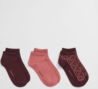 GANT Women 3-Pack Monogram Ankle Socks (39-41) PLUM WINE