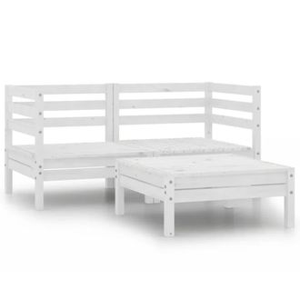 Berkfield Home 3 Piece Garden Lounge Set Solid Pinewood White