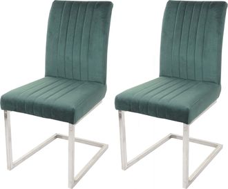 Hhg Hhg - Nunca Usado] Juego De 2 Sillas Basculantes 096, Silla De Visita Silla De Conferencia, Terciopelo Acero Inoxidable Cepillado, Verde