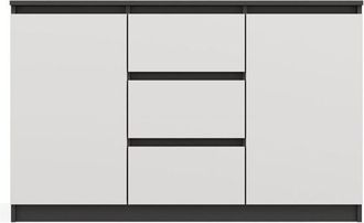 Topeshop Cazar - Cómoda con 2 puertas + 3 cajones - Dimensiones: 75 x 120 x 40 - Aparador - Antracita y blanco