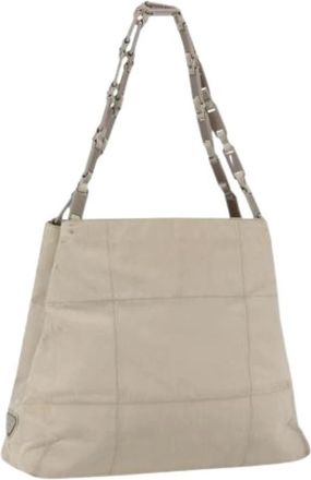 Prada Pre-owned Vintage Nylon Schoudertas - Dames - Vintage Schoudertas - Beige - ONE Size - Nylon - Vintage
