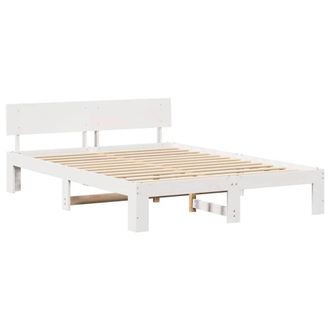 Berkfield Home Bed Frame with Headboard White 150x200 cm Solid Pine Wood