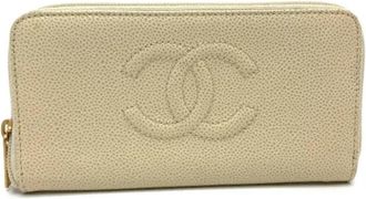 Chanel Tweedehands leren portemonnees - Dames - Vintage Accessoires - Beige - ONE Size - Vintage