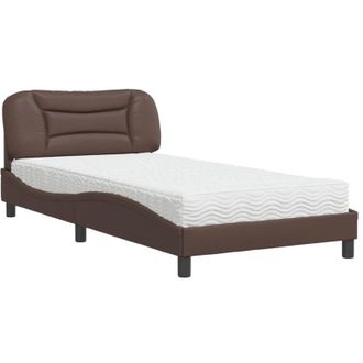 vidaXL Cama Con Colch&oacute;n Cuero Sint&eacute;tico Marr&oacute;n 100x200 Cm Vidaxl