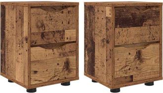 vidaXL Mesas De Noche Con Caj&oacute;n 2 Pcs Madera Vieja 30,5 X 30 X 43 Cm Vidaxl