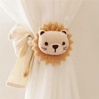 No Brand Juego De 2 Alzapa&ntilde;os Para Cortinas Con Lindos Motivos De Animales De Dibujos Animados, Figuras De Animales Bordadas Como Accesorios Para El Dormitorio