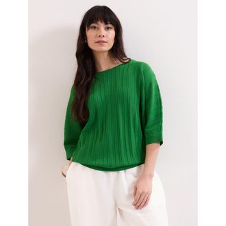 Phase Eight Cristine 3/4 Sleeve Rib Jumper in Green at Nordstrom, Size X-Small