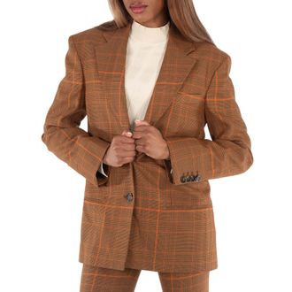 Stella McCartney Stella Mccartney Ladies Brown Checked Single-Breasted Blazer, Brand Size 38 (US Size 4)