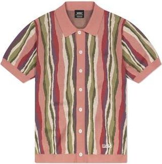 Wesc Stripe Short Sleeve Cotton Cardigan in Dusty Rose at Nordstrom Rack, Size Medium