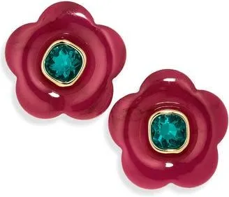 Natasha Crystal & Resin Flower Stud Earrings in Fuchsia/Blue at Nordstrom Rack