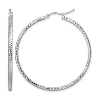 Diamond2Deal 10k Gold Diamond-cut 2mm Round Tube Hoop Earrings