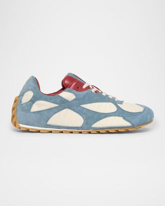 Bottega Veneta Orbit Lite Lace-Up Suede and Nylon Sneakers