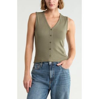Rag & Bone Essie Rib Button Tank in Olive at Nordstrom Rack, Size X-Small
