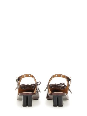 Ganni Lace-Up Mule - Burgundy