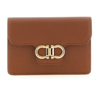 Ferragamo Hammered Calf Leather Keyring - female - Ferragamo - Wallets & Cardholders - Brown - ONE SIZE - Accessories