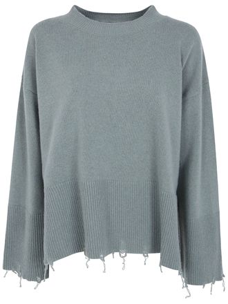 LABORATORIO Sweater Wool Hole Front 4728 4015 Sage