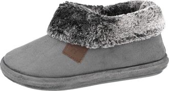Jo & Joe LADIES CHILTERN FUR LINING FUR COLLAR LOW TOP WARM LINED WINTER BOOT SLIPPER BY JO AND JOE (Charcoal, 8 UK, numeric_8)