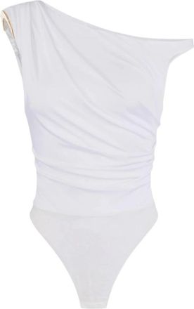 Elisabetta Franchi Body in jersey con spalla gioiello - Dames - Bodies - Wit - XL - Tops