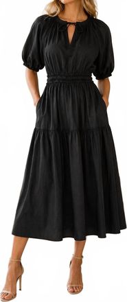 Elie Tahari Short Sleeve Midi Dress In Black
