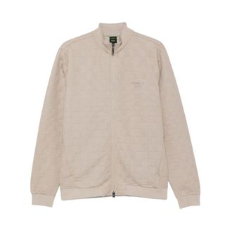 HUGO BOSS C&aacute;rdigan con cremallera y estampado de cuadros - Sweatshirts & Hoodies - Hombre - Beige - XL