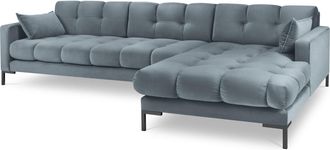 BLOOMINGLOFT Design-Ecksofa Mamaia Samt - Light Blue