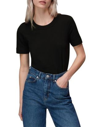 Whistles Rosa Double Trim T-Shirt in Black at Nordstrom, Size X-Small
